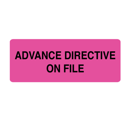 NEVS Advance Directive On File 7/8" x 2-1/4" Flr Pink w/Black N-0081FP